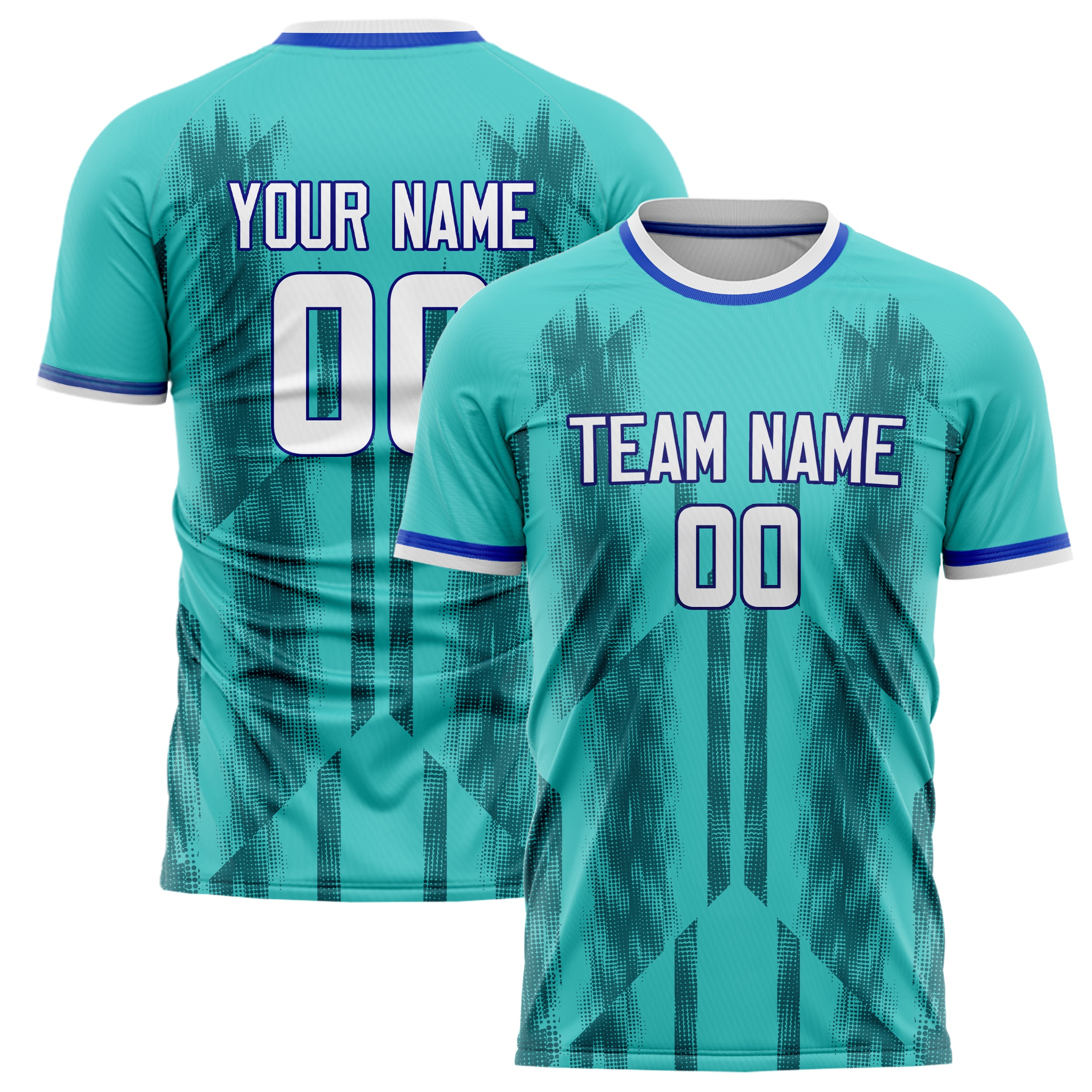 Personalized Teal & White Pattern Soccer Jersey