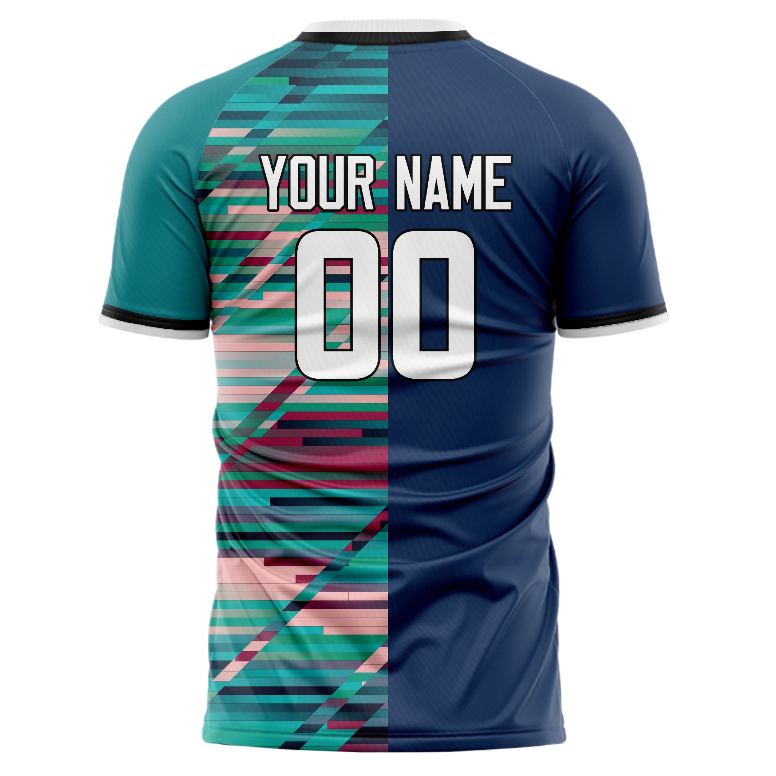 Personalized Navy & Teal Pattern Soccer Jersey