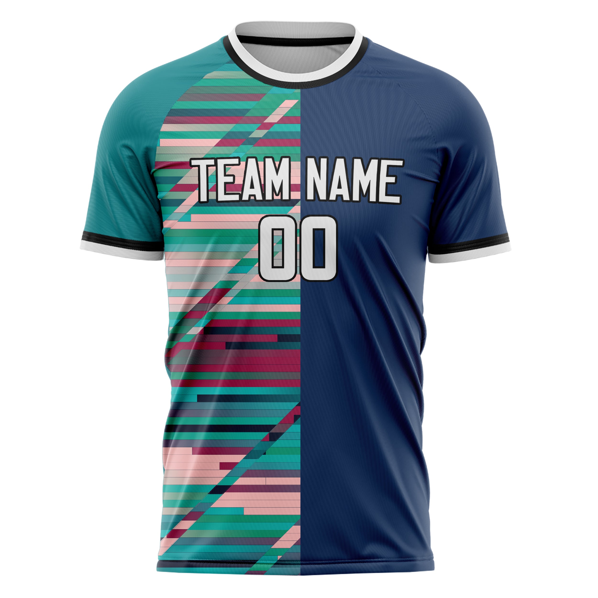 Personalized Navy & Teal Pattern Soccer Jersey