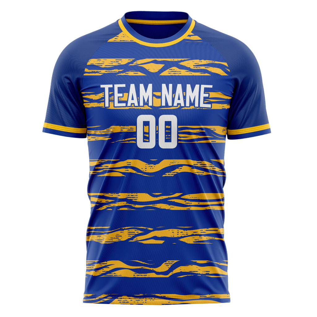Personalized Royal & Gold Pattern Soccer Jersey
