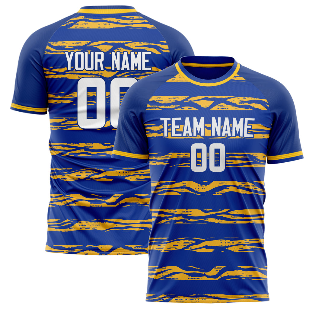 Personalized Royal & Gold Pattern Soccer Jersey