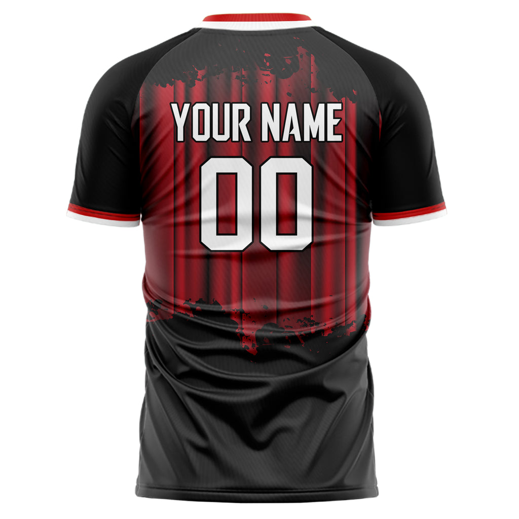Personalized Black & Red Pattern Soccer Jersey