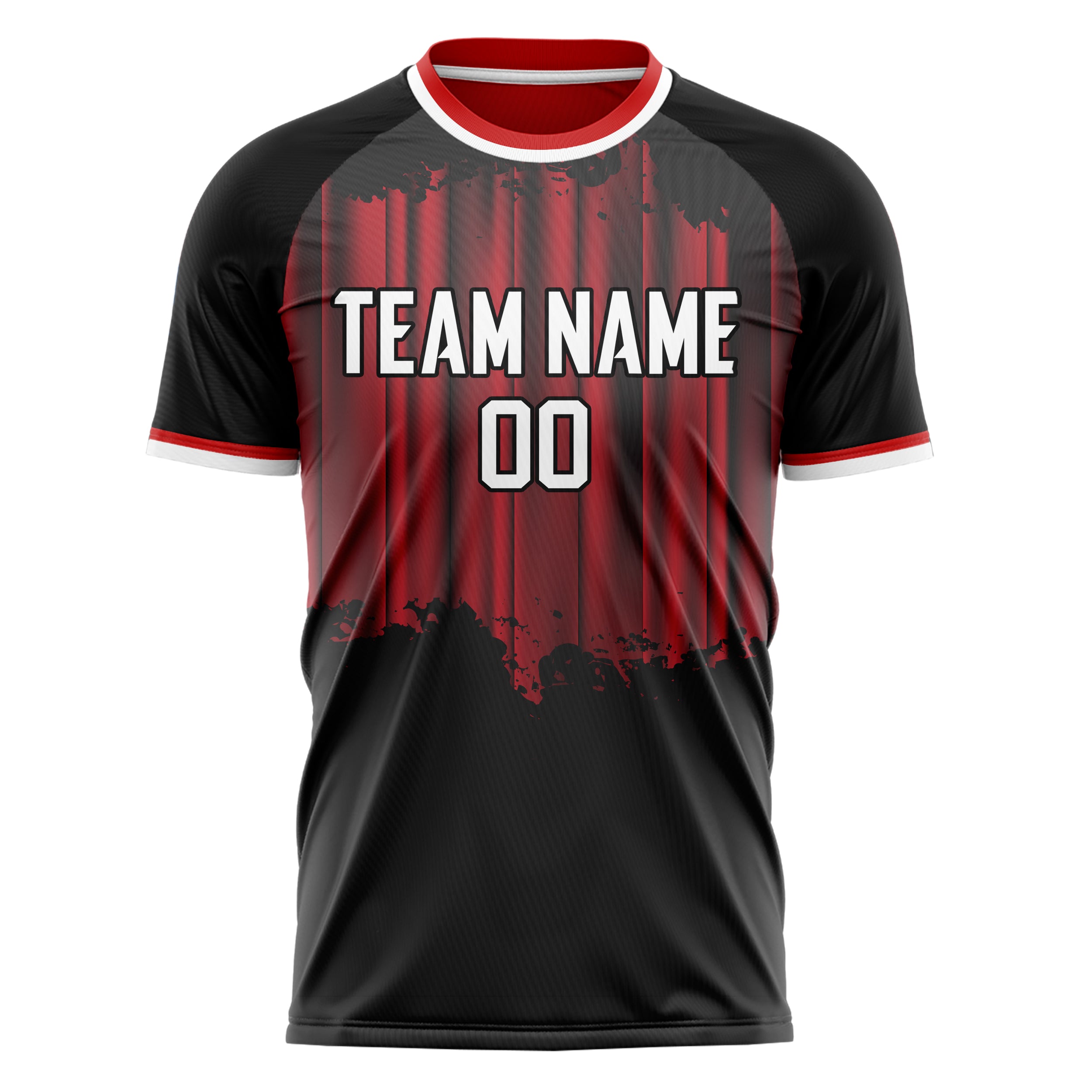 Personalized Black & Red Pattern Soccer Jersey