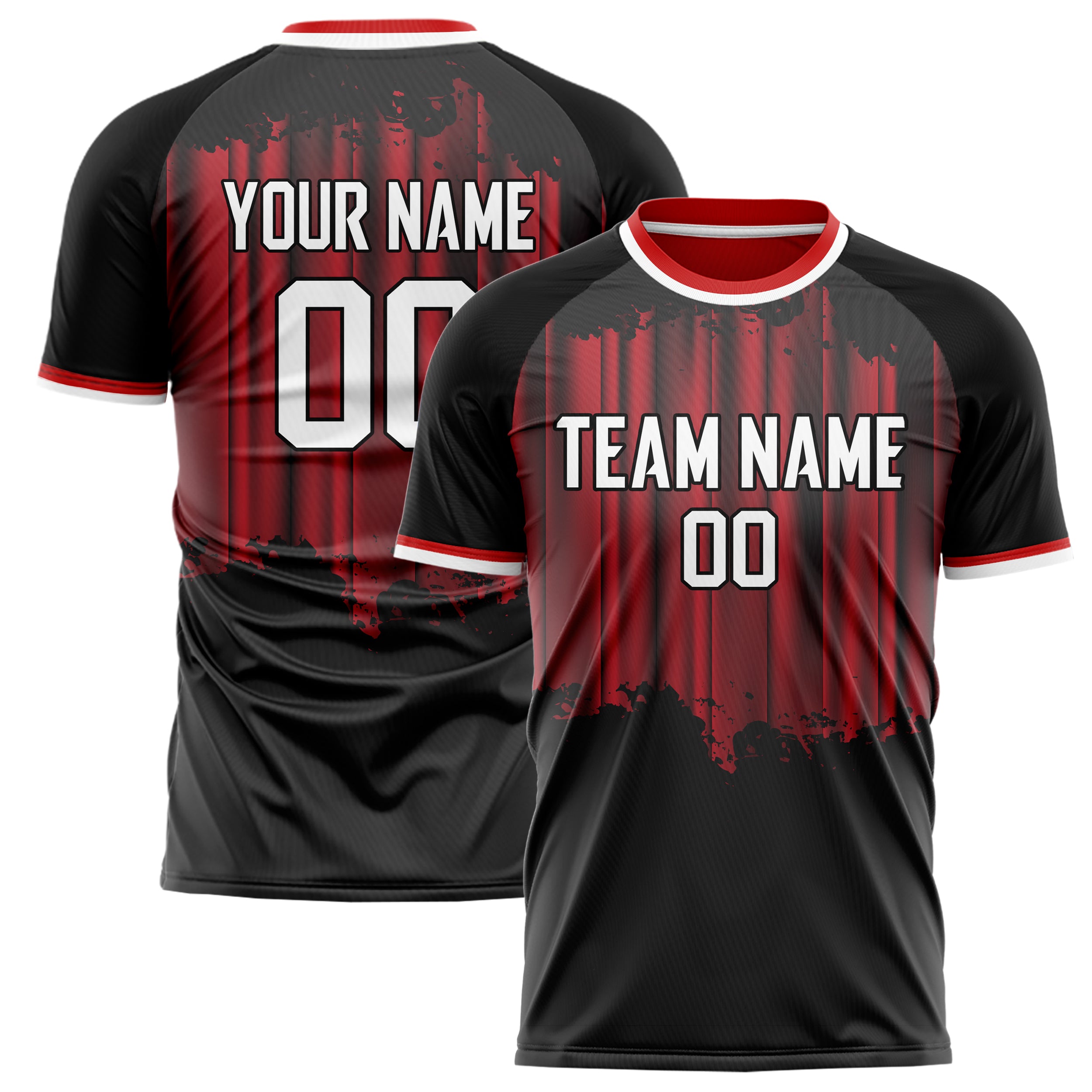 Personalized Black & Red Pattern Soccer Jersey