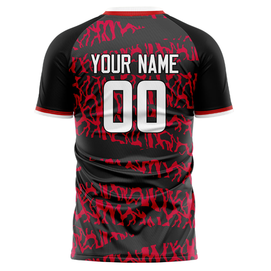 Personalized Red & Black Pattern Soccer Jersey