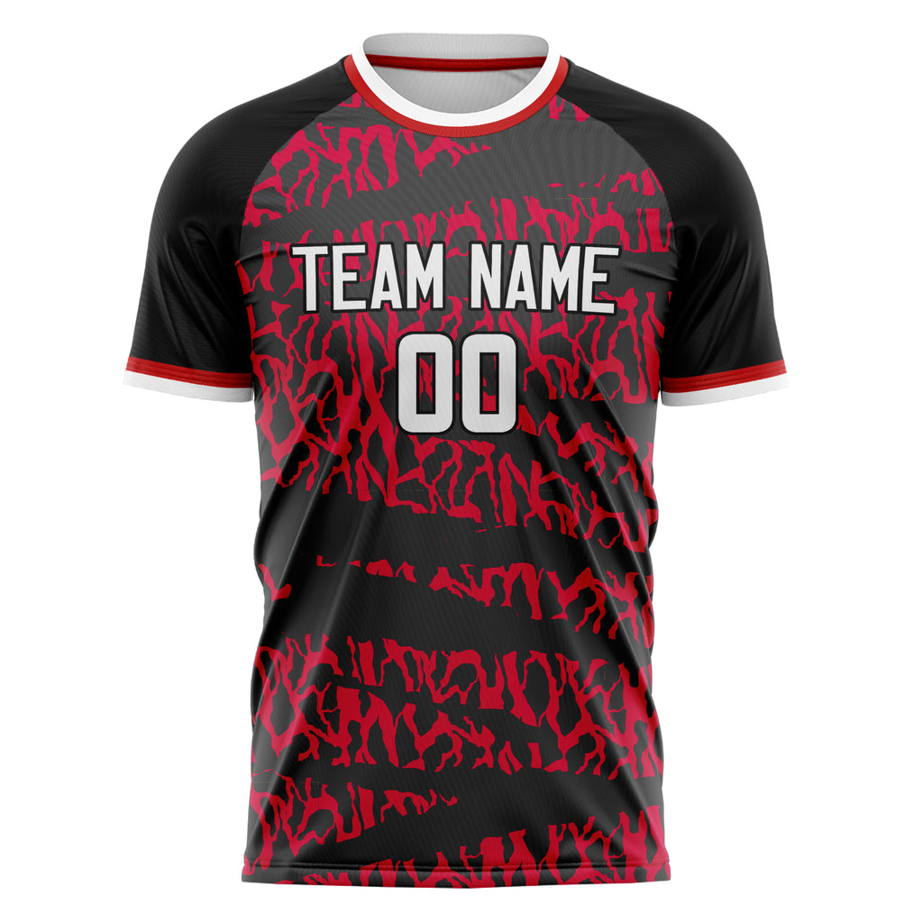 Personalized Red & Black Pattern Soccer Jersey