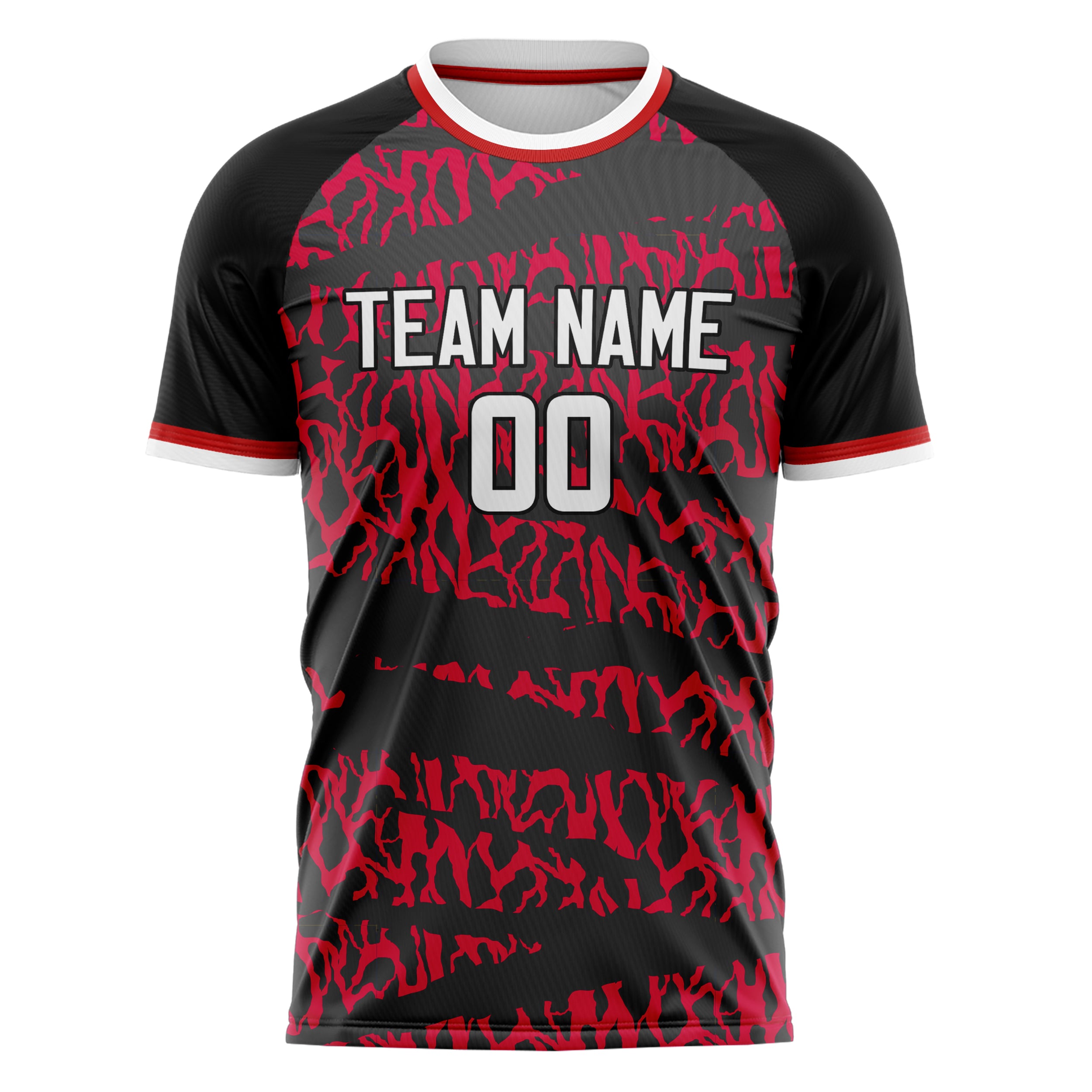 Personalized Red & Black Pattern Soccer Jersey