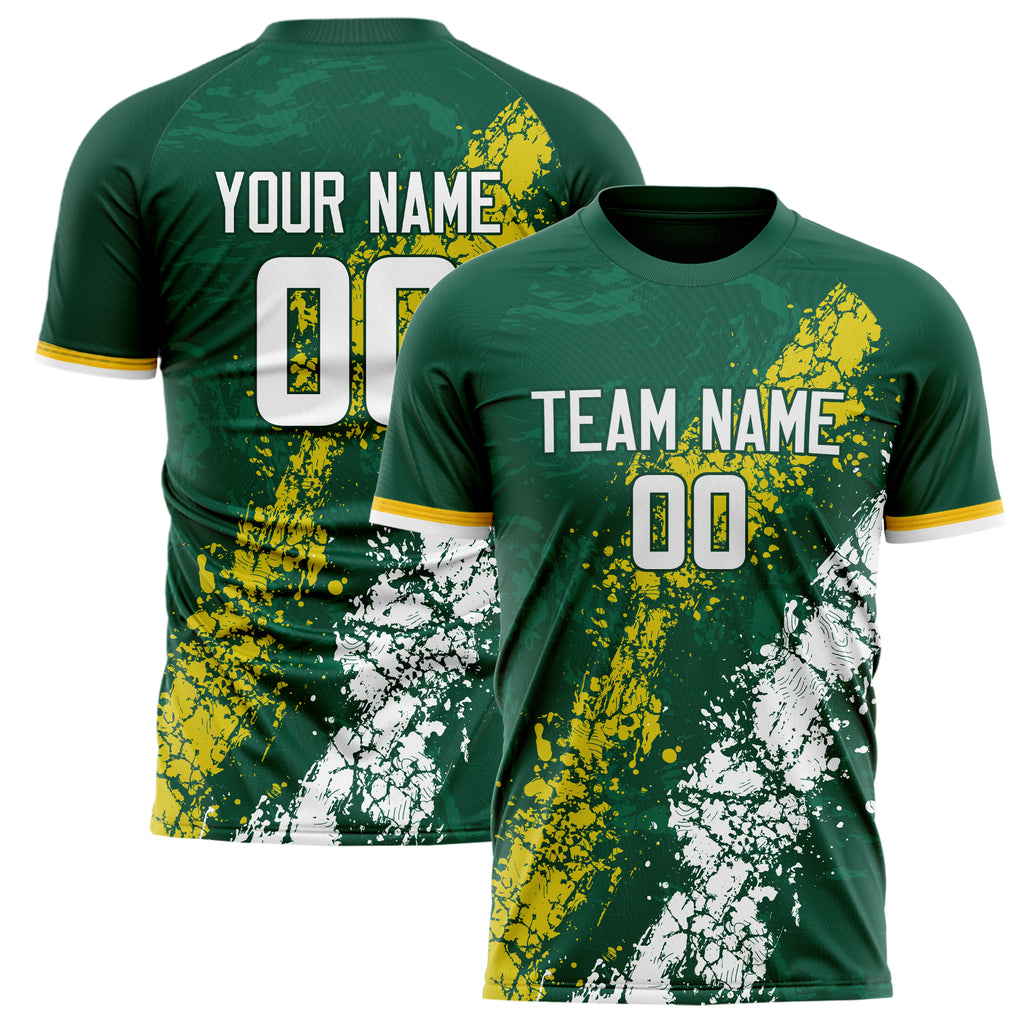 Personalized Kelly Green & White Pattern Soccer Jersey
