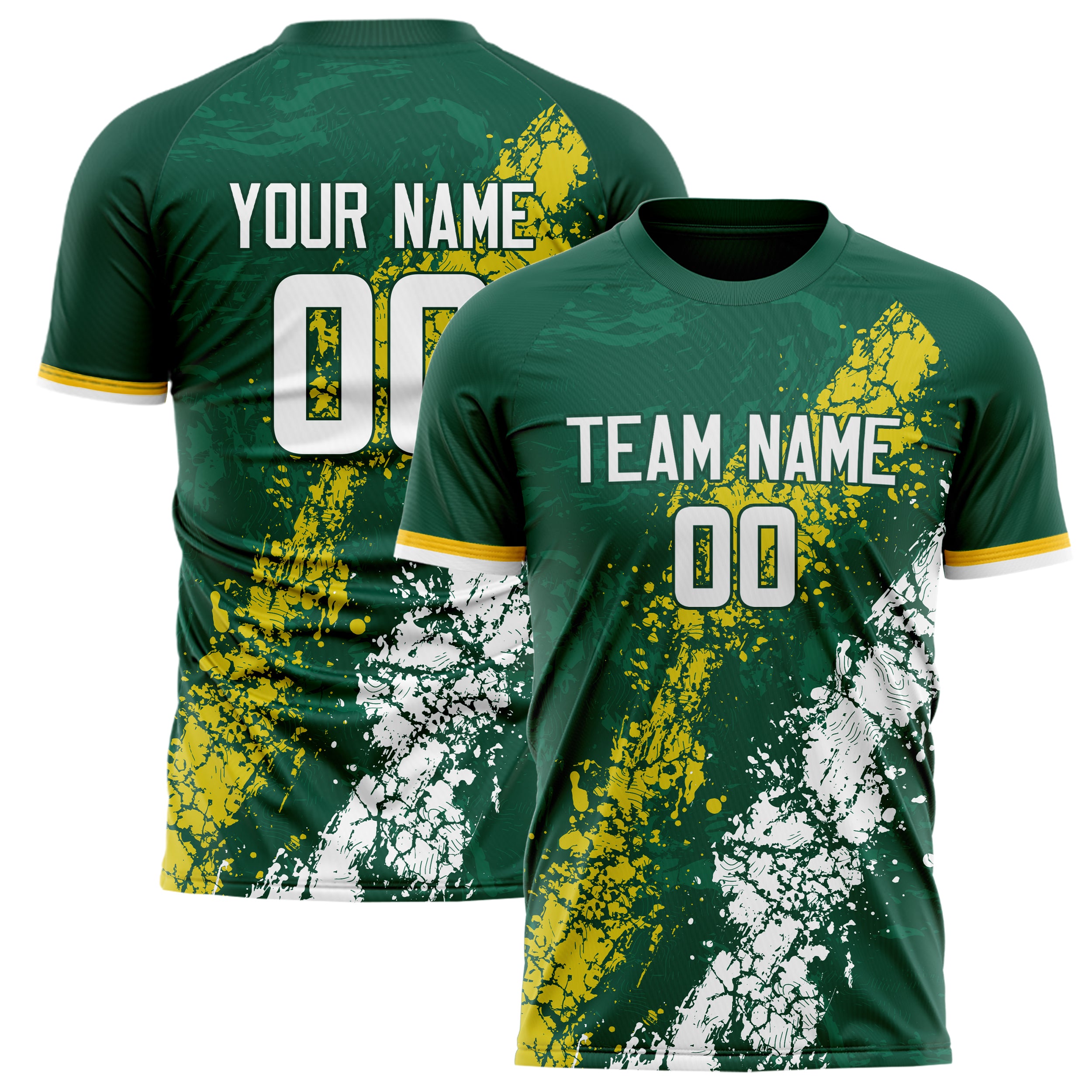 Personalized Kelly Green & White Pattern Soccer Jersey