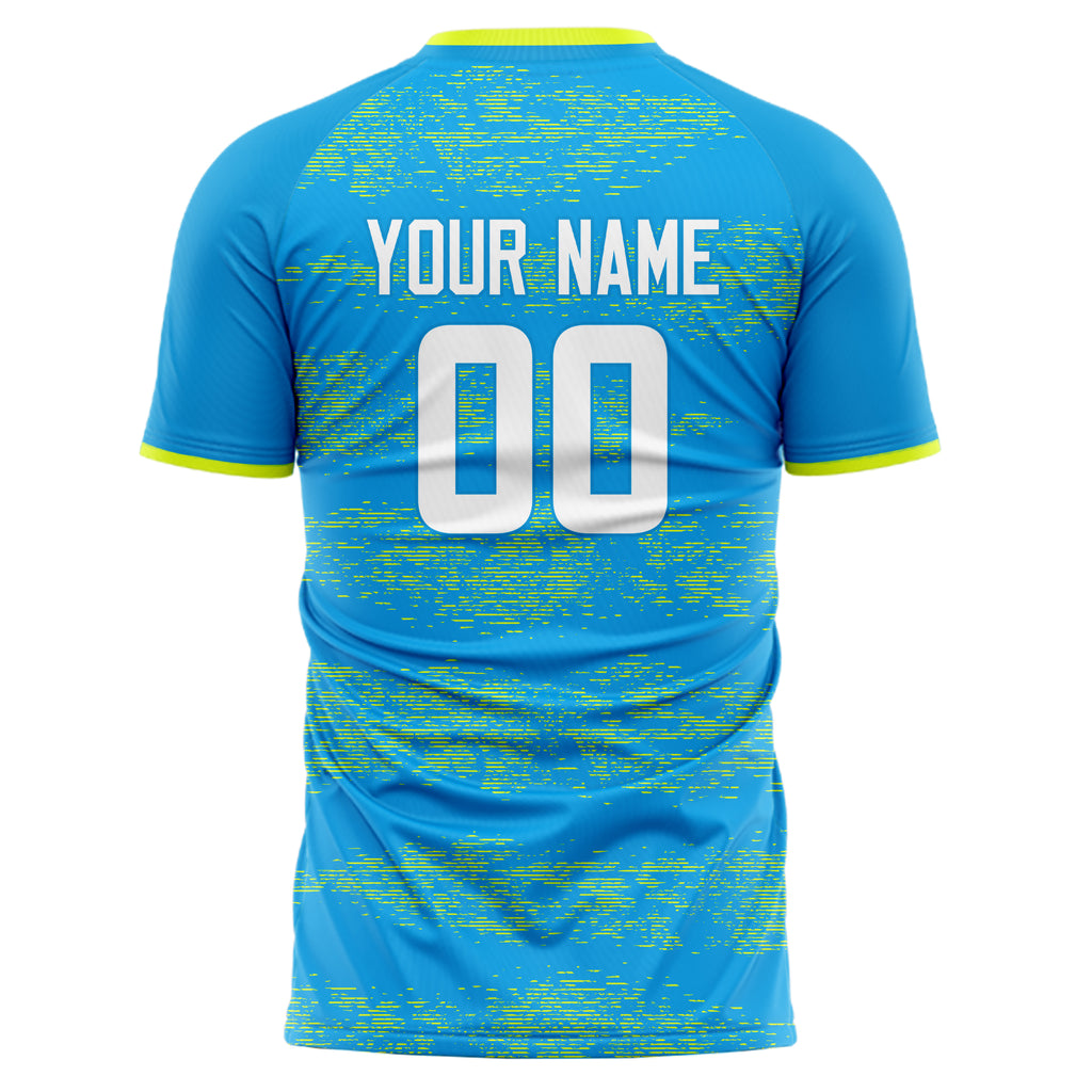 Personalized Blue & Yellow Pattern Soccer Jersey