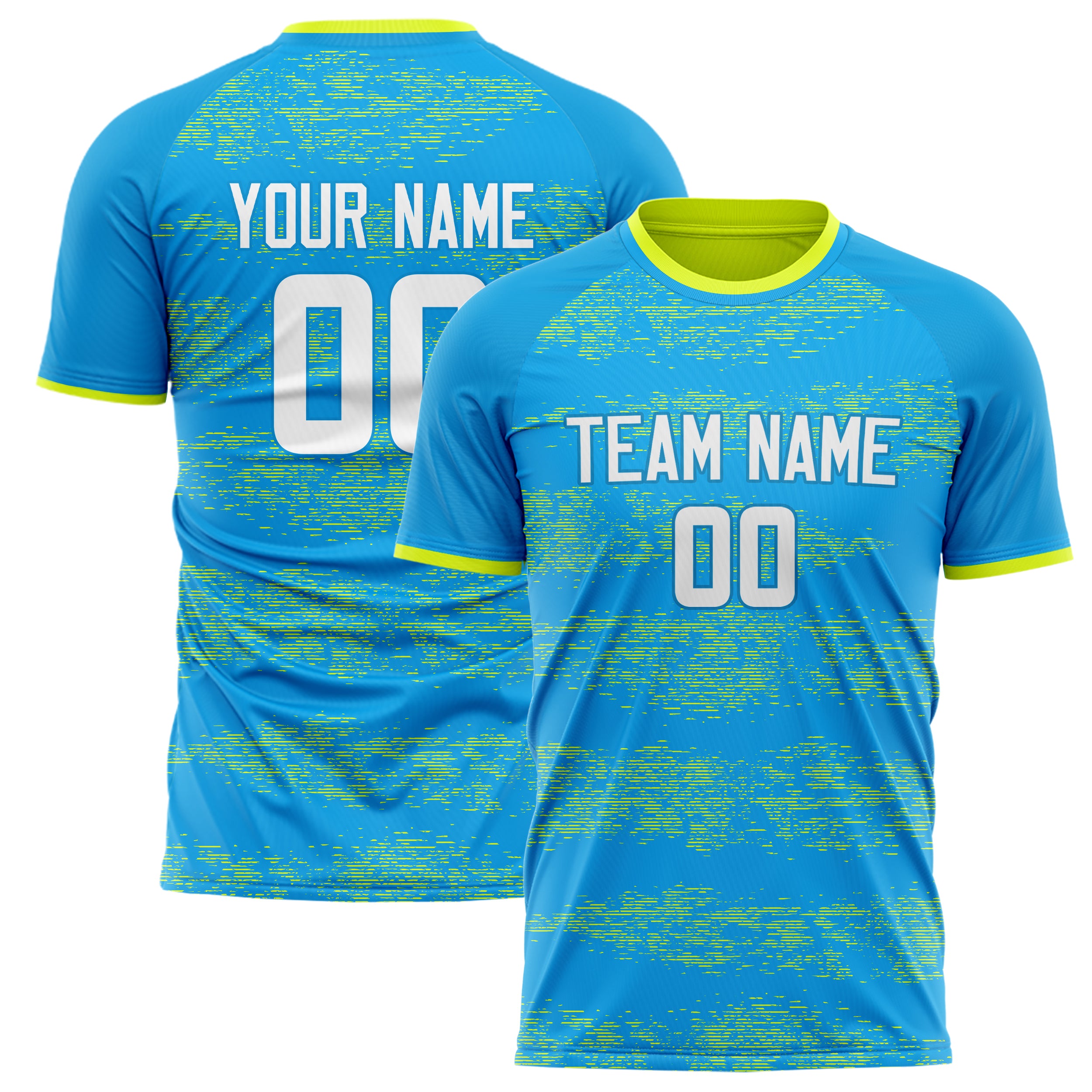 Personalized Blue & Yellow Pattern Soccer Jersey
