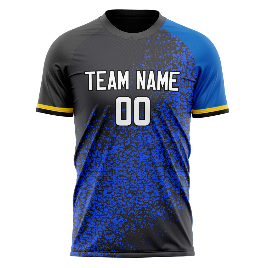 Personalized Black & Blue Pattern Soccer Jersey