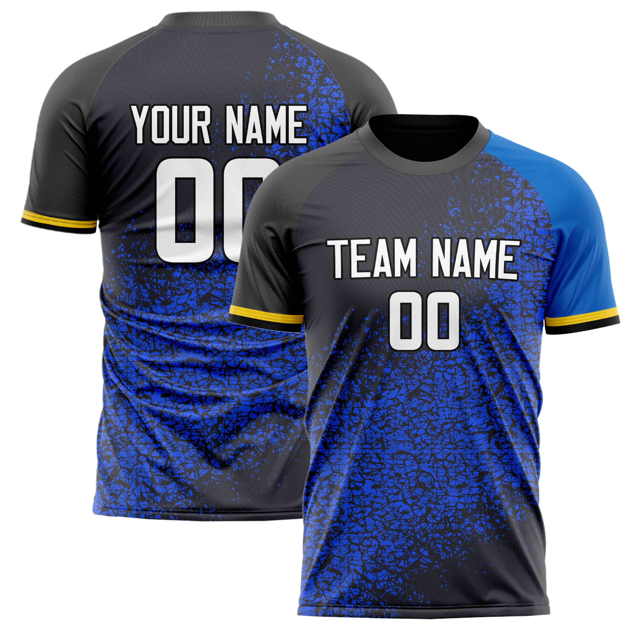 Personalized Black & Blue Pattern Soccer Jersey
