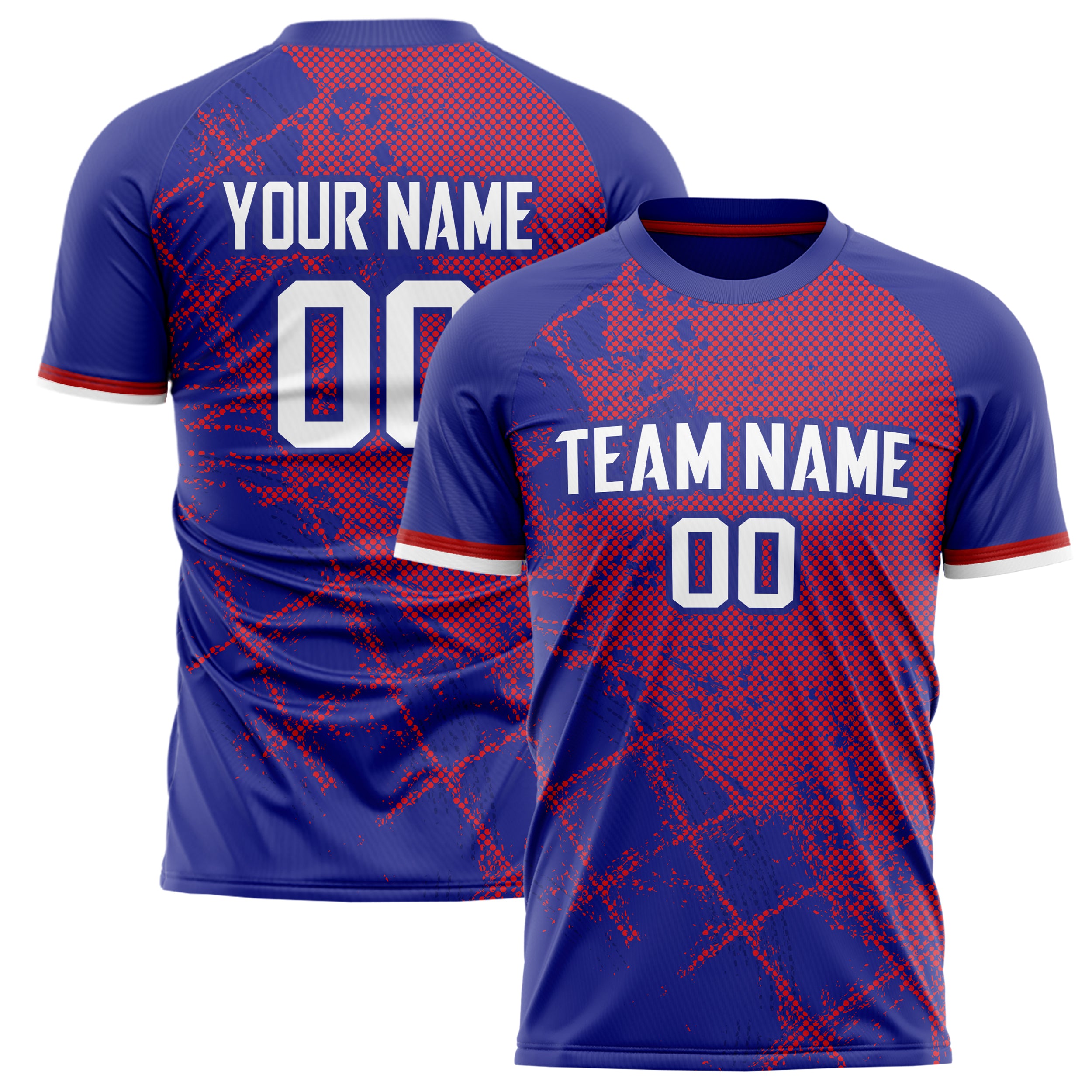 Personalized Navy & Red Pattern Soccer Jersey