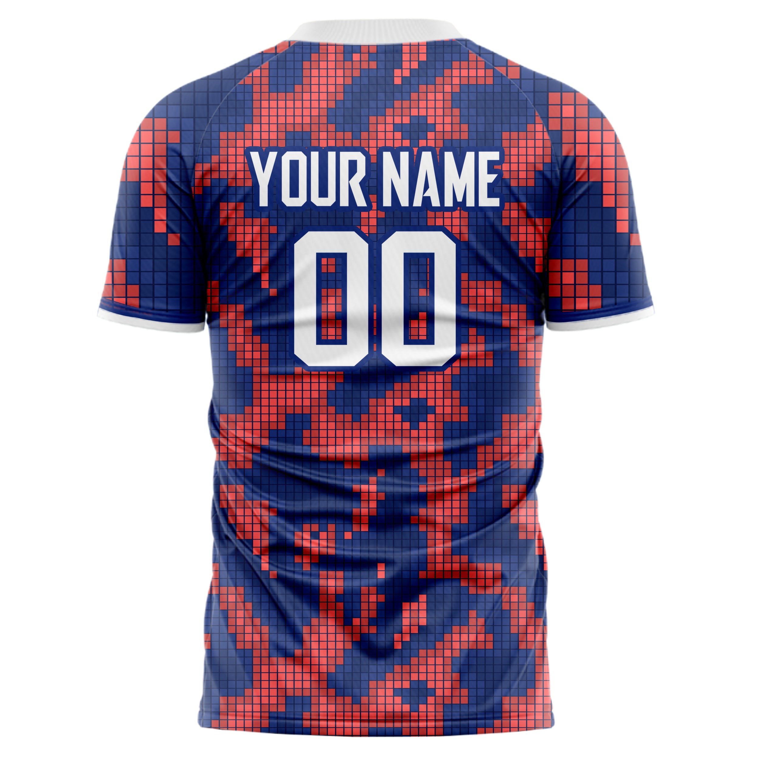 Personalized Red & Navy Pattern Soccer Jersey