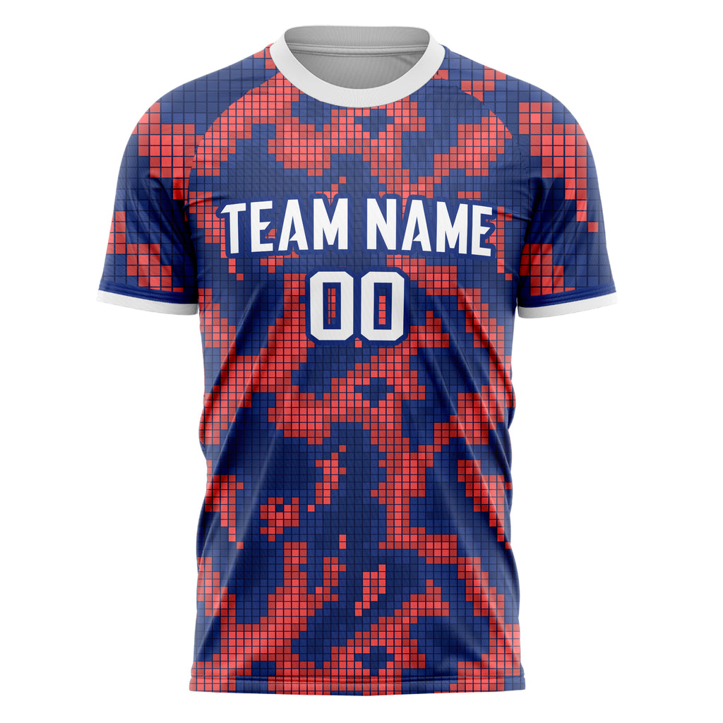 Personalized Red & Navy Pattern Soccer Jersey
