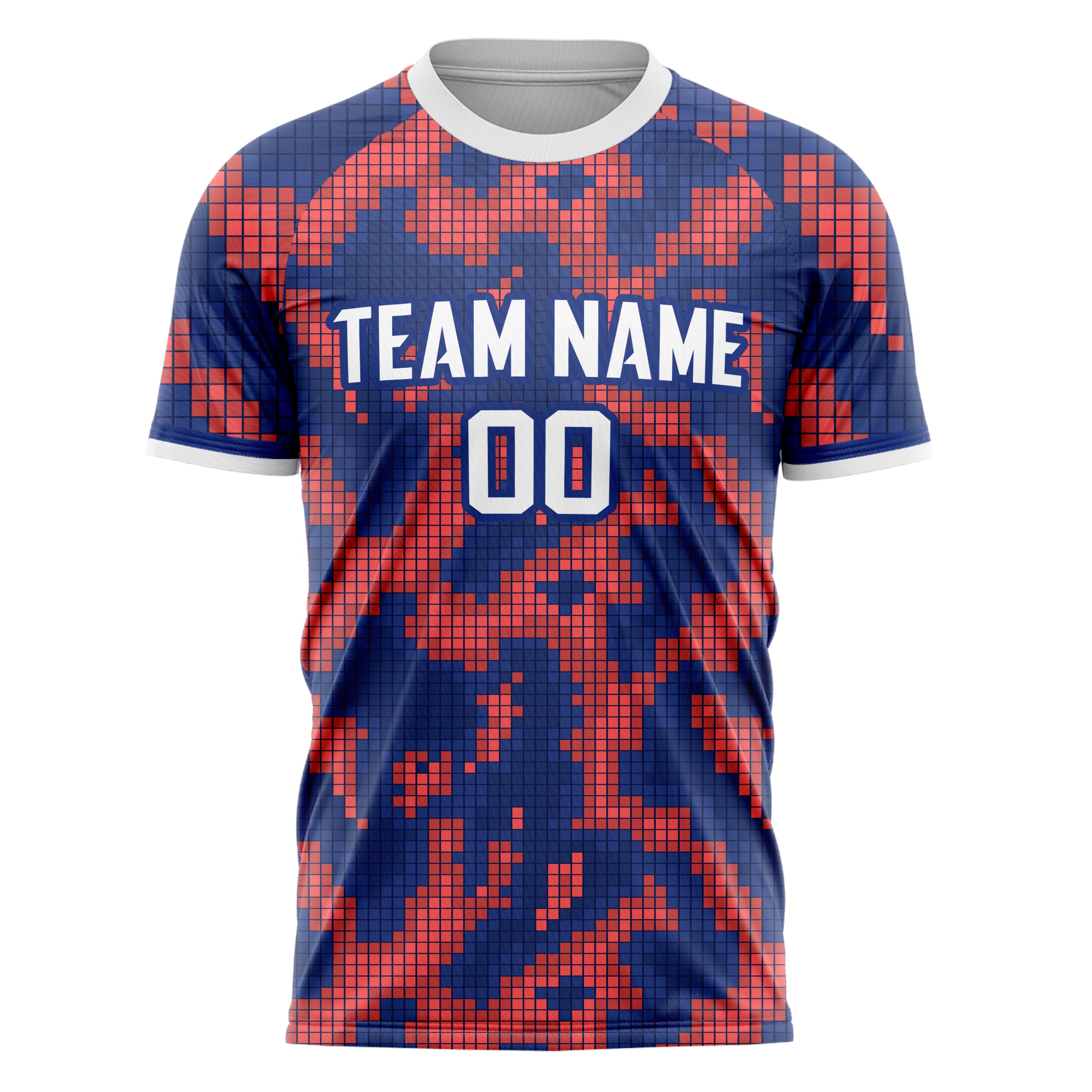 Personalized Red & Navy Pattern Soccer Jersey