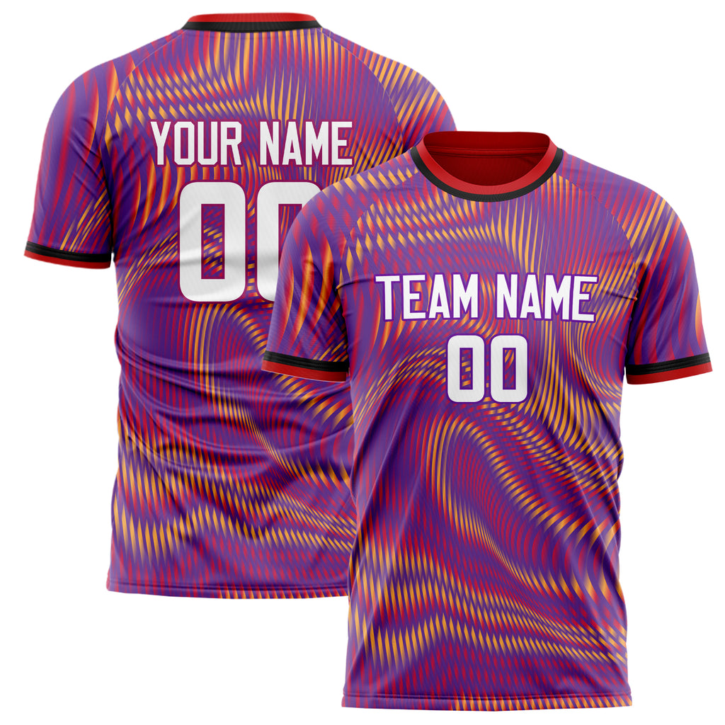 Personalized Purple & Red Pattern Soccer Jersey