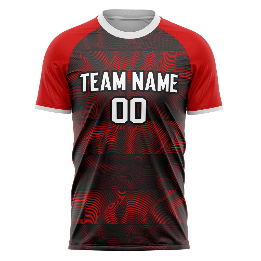 Personalized Black & Red Pattern Soccer Jersey