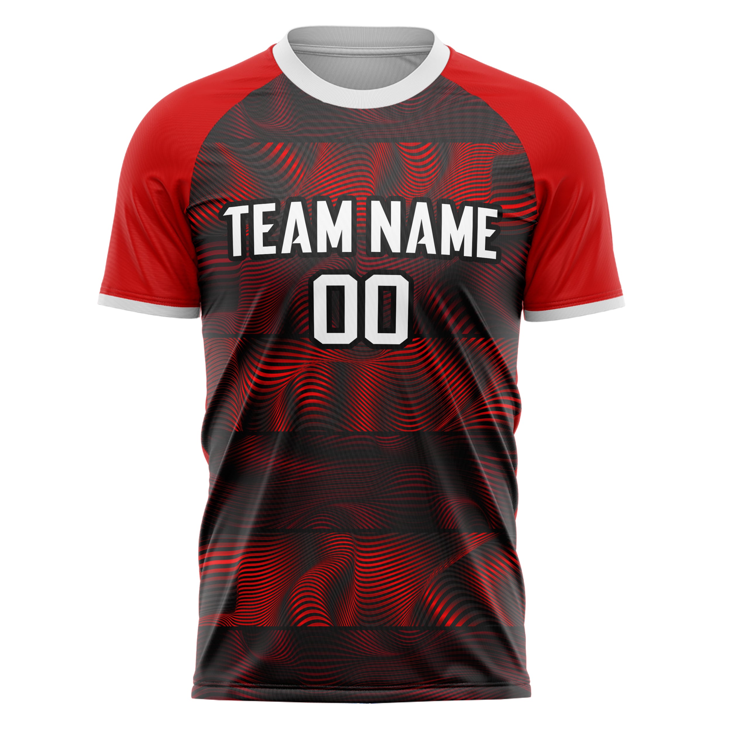 Personalized Black & Red Pattern Soccer Jersey