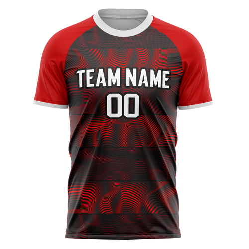 Personalized Black & Red Pattern Soccer Jersey