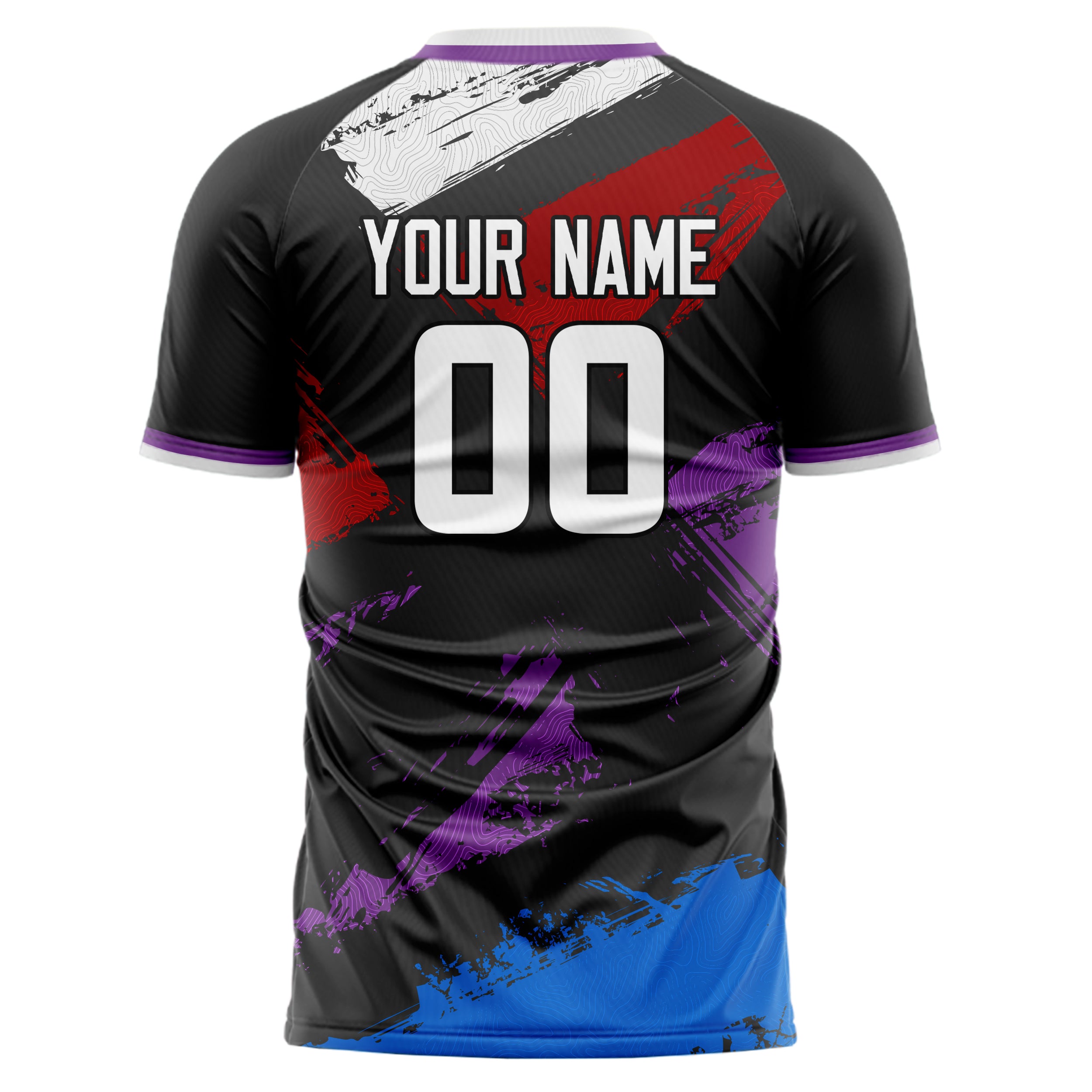 Personalized Black & Red Pattern Soccer Jersey