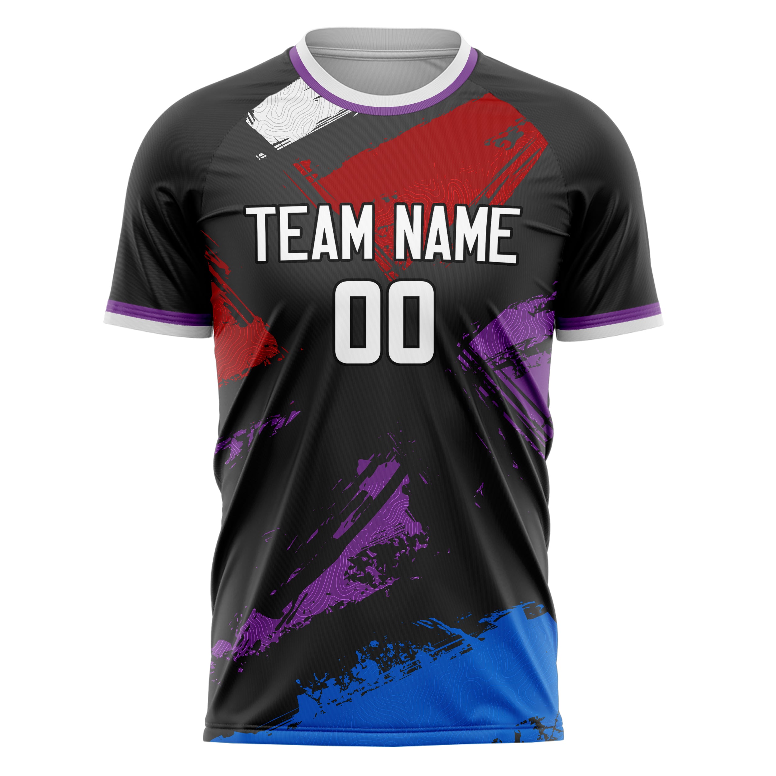 Personalized Black & Red Pattern Soccer Jersey