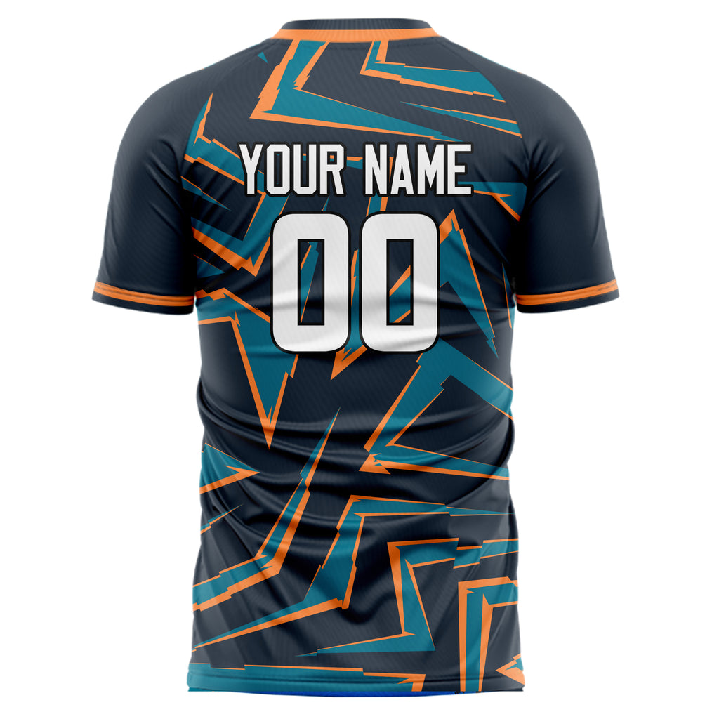 Personalized Navy & Orange Pattern Soccer Jersey