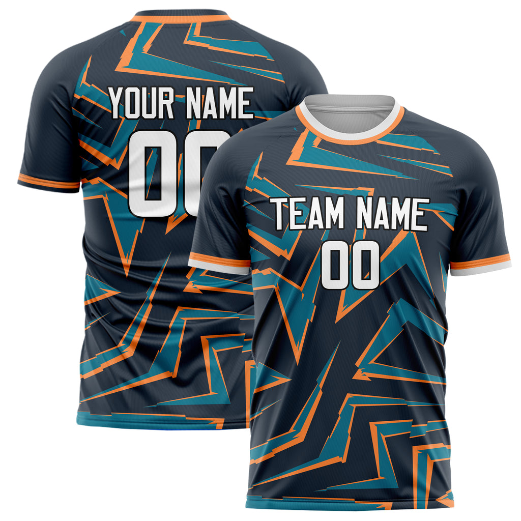 Personalized Navy & Orange Pattern Soccer Jersey