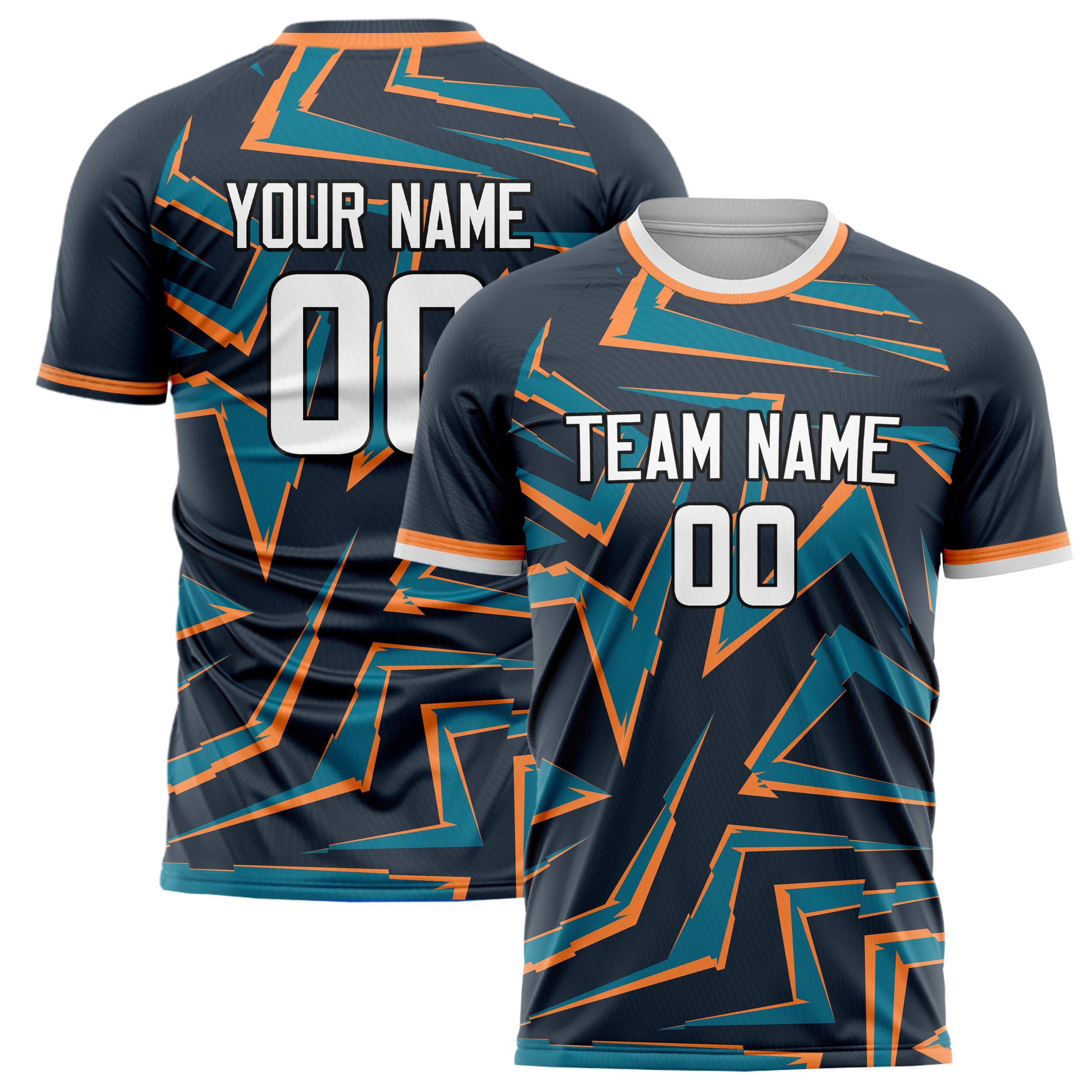 Personalized Navy & Orange Pattern Soccer Jersey