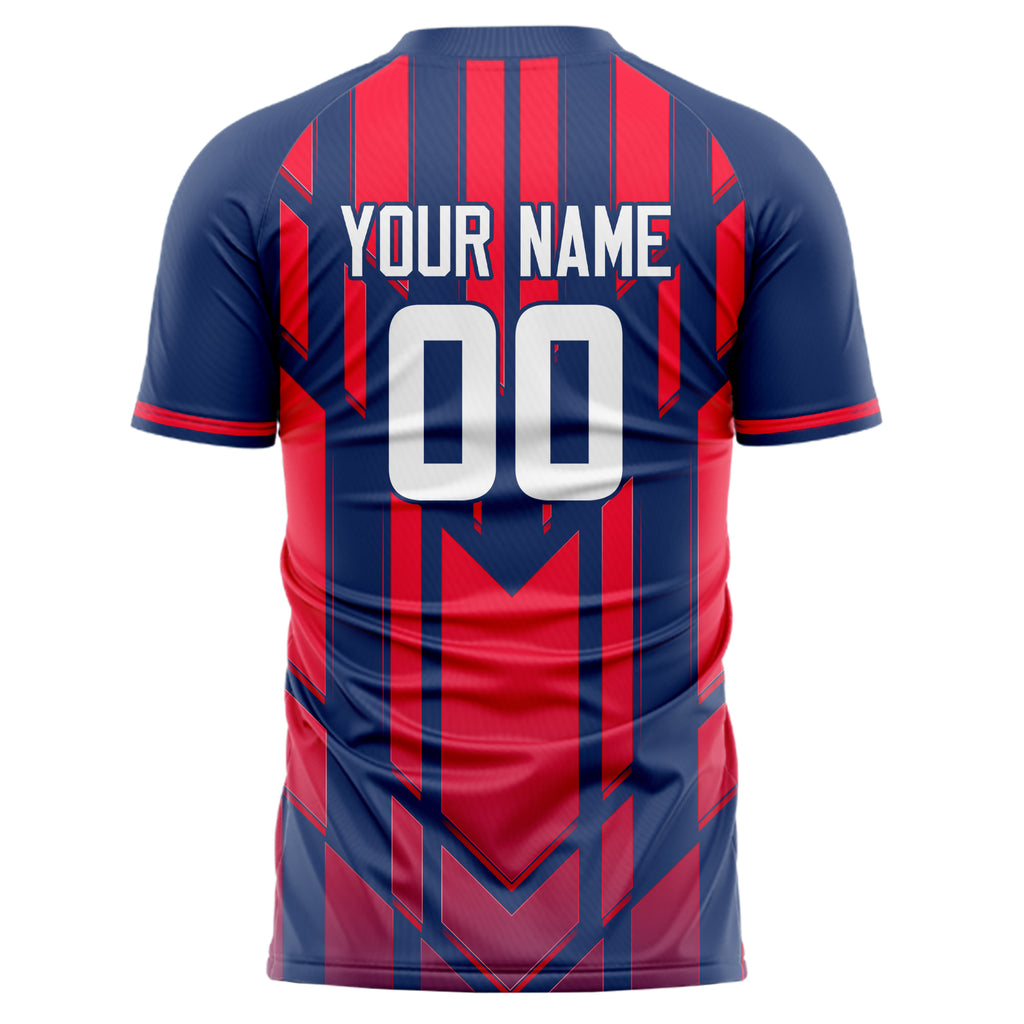 Personalized Navy & Red Pattern Soccer Jersey