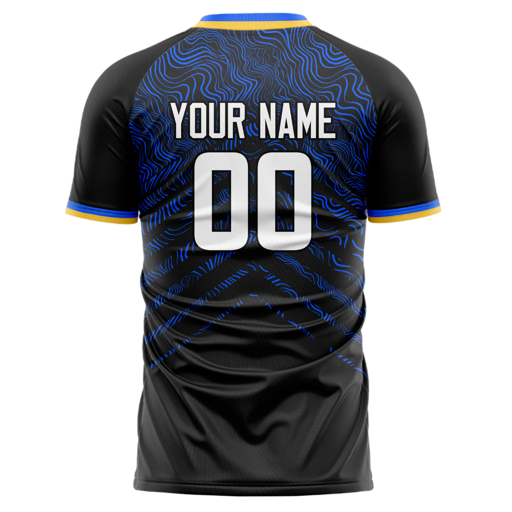 Personalized Black & Navy Pattern Soccer Jersey
