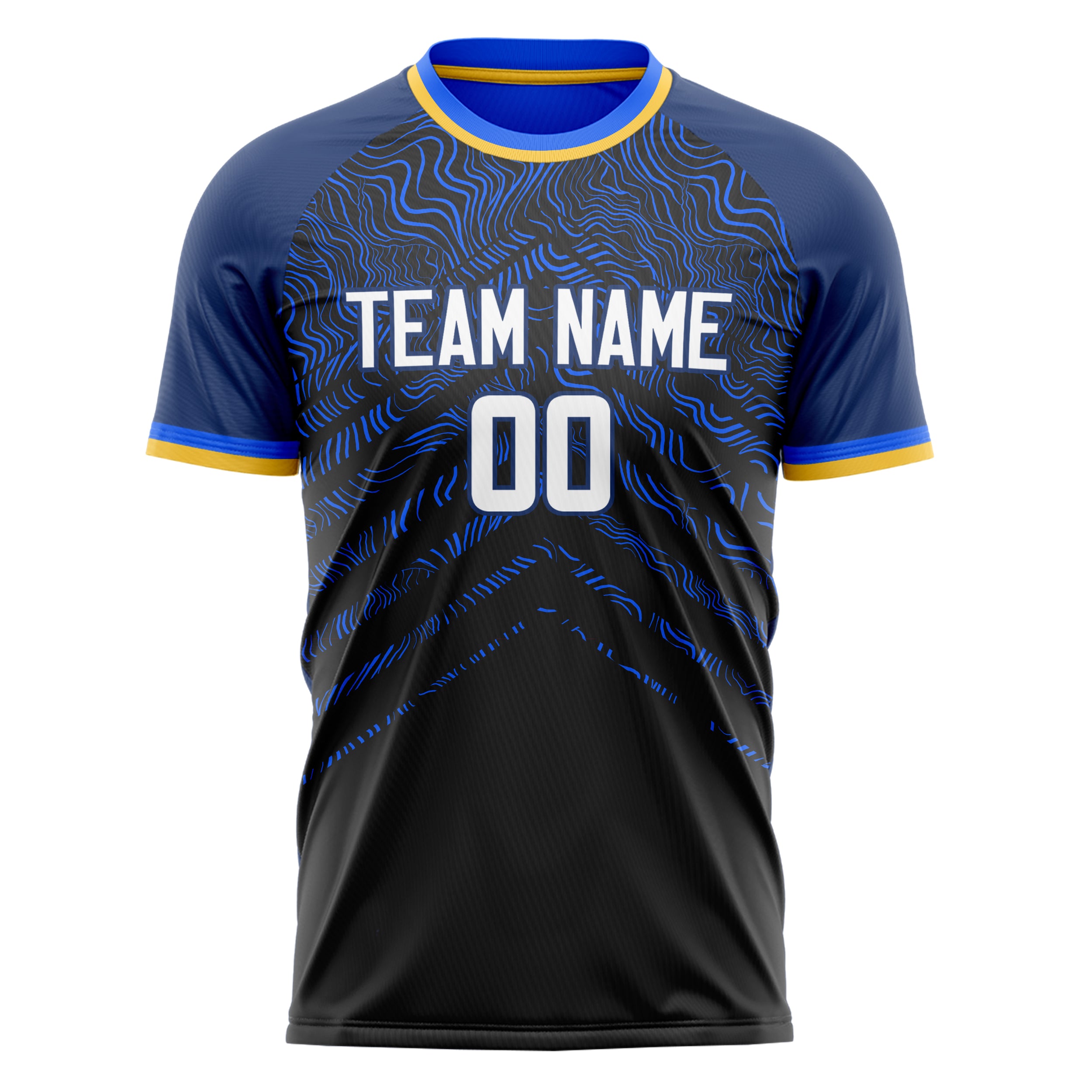 Personalized Black & Navy Pattern Soccer Jersey