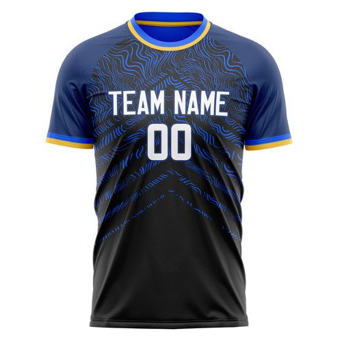 Personalized Black & Navy Pattern Soccer Jersey