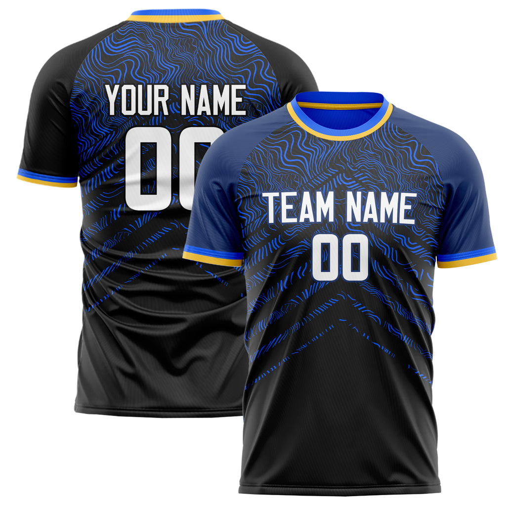 Personalized Black & Navy Pattern Soccer Jersey