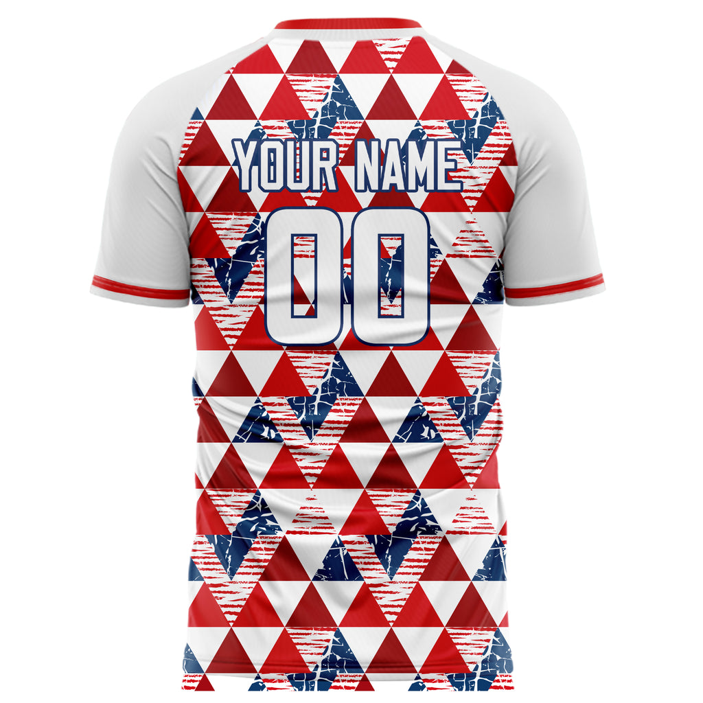 Personalized Red & White Pattern Soccer Jersey