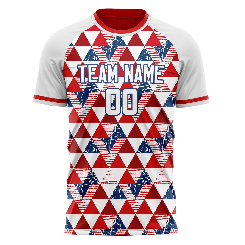 Personalized Red & White Pattern Soccer Jersey