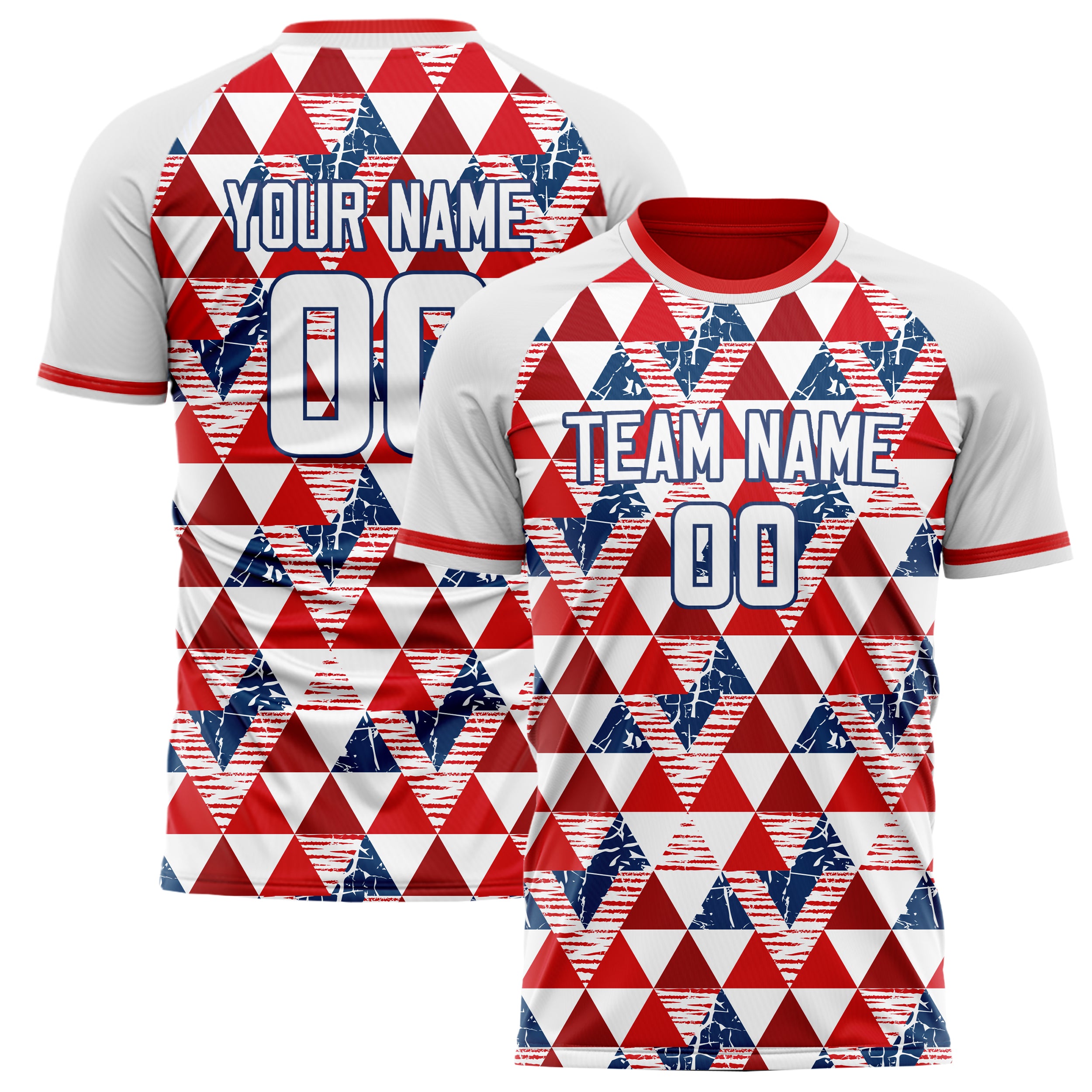 Personalized Red & White Pattern Soccer Jersey