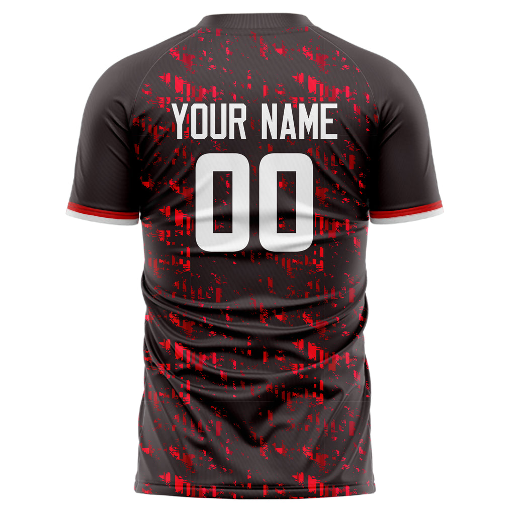 Personalized Black & Red Pattern Soccer Jersey