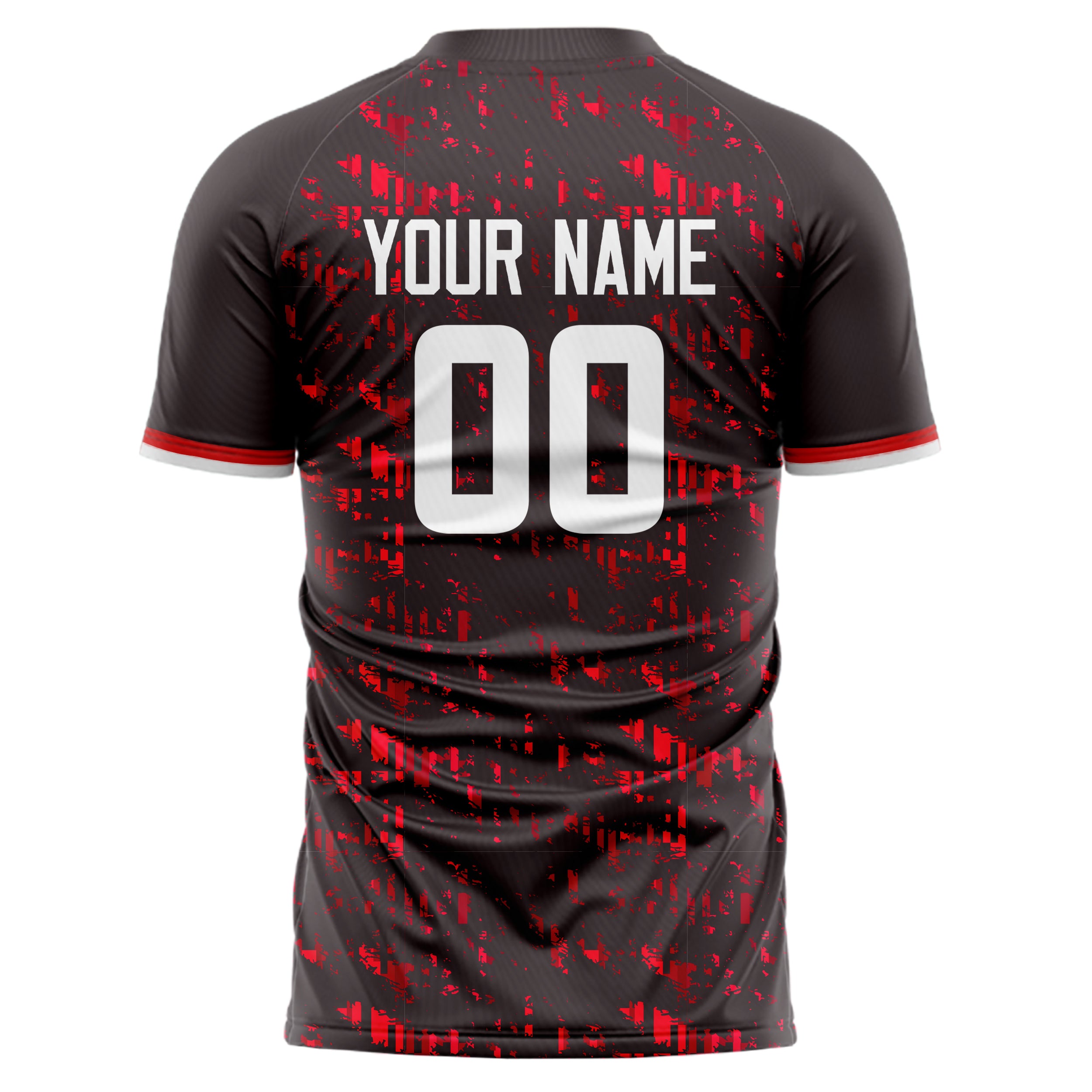 Personalized Black & Red Pattern Soccer Jersey
