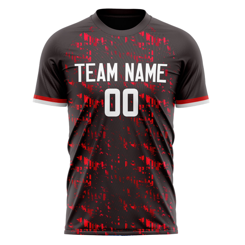 Personalized Black & Red Pattern Soccer Jersey
