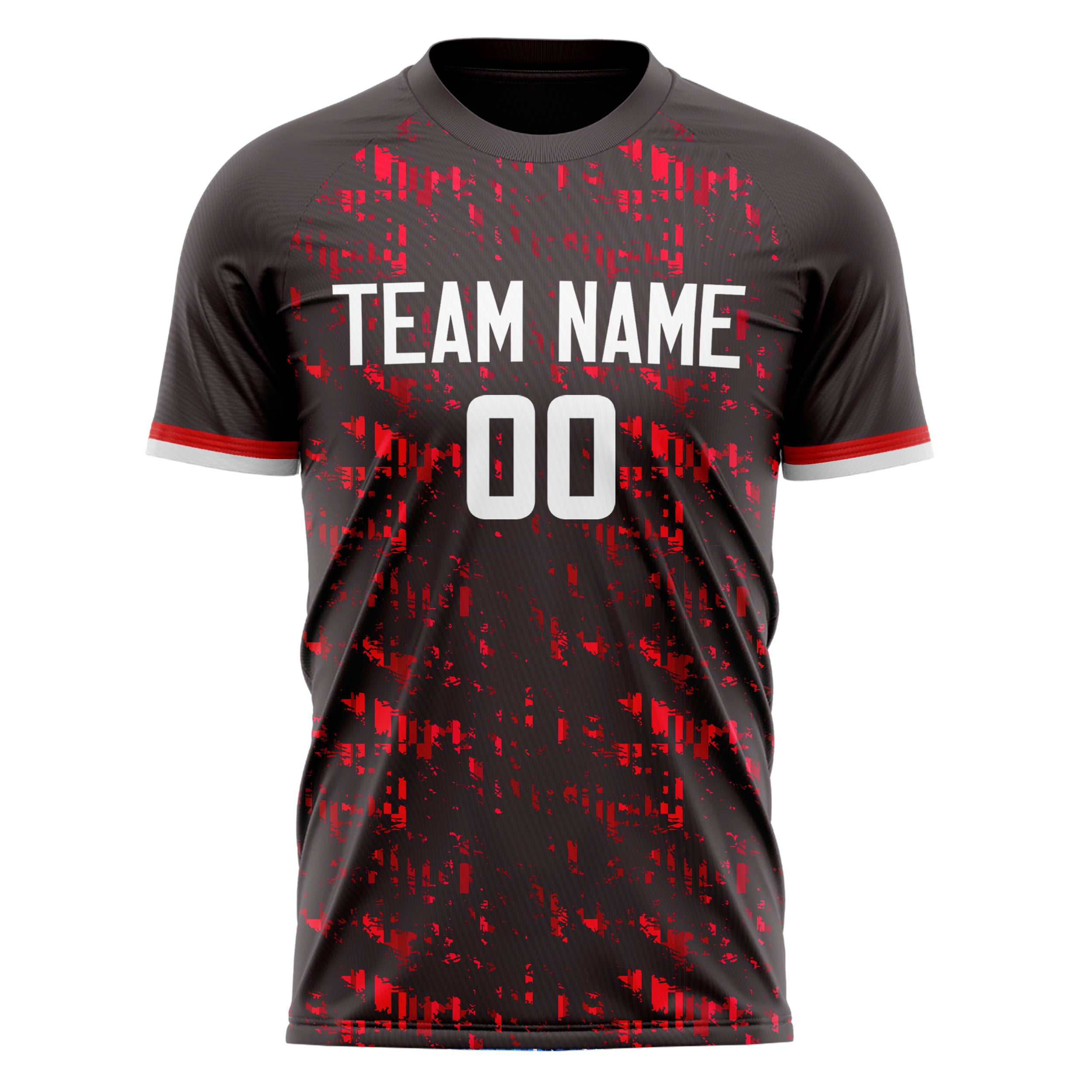 Personalized Black & Red Pattern Soccer Jersey