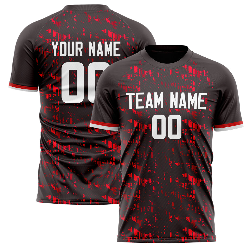 Personalized Black & Red Pattern Soccer Jersey