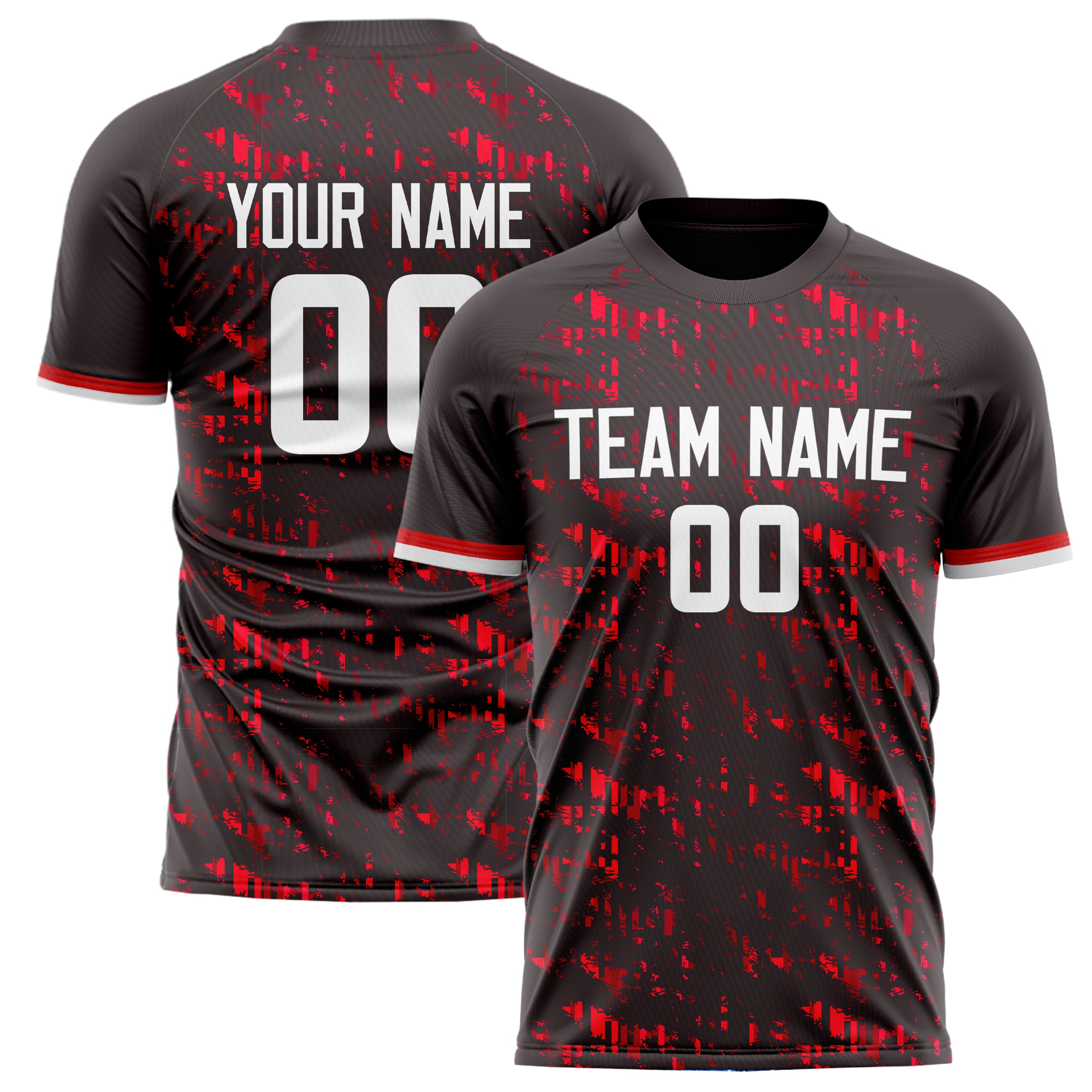 Personalized Black & Red Pattern Soccer Jersey