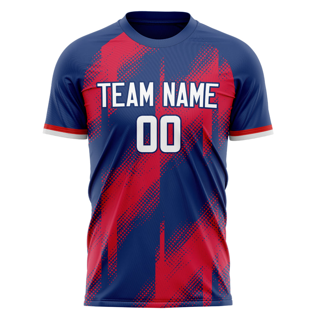 Personalized Royal & Red Pattern Soccer Jersey