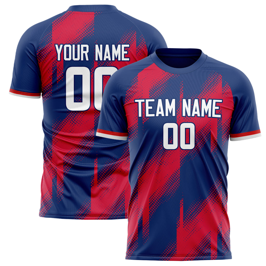 Personalized Royal & Red Pattern Soccer Jersey