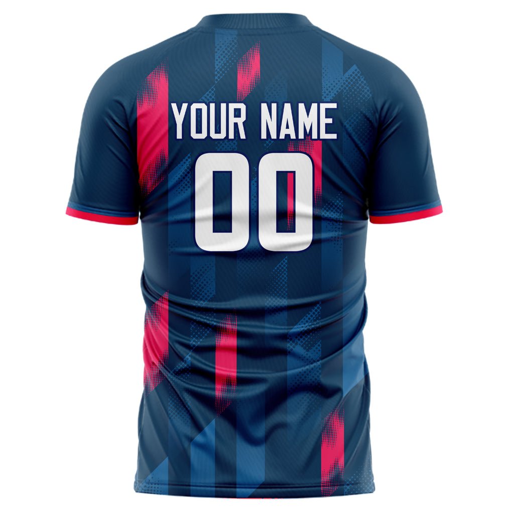 Personalized Navy & Red Pattern Soccer Jersey
