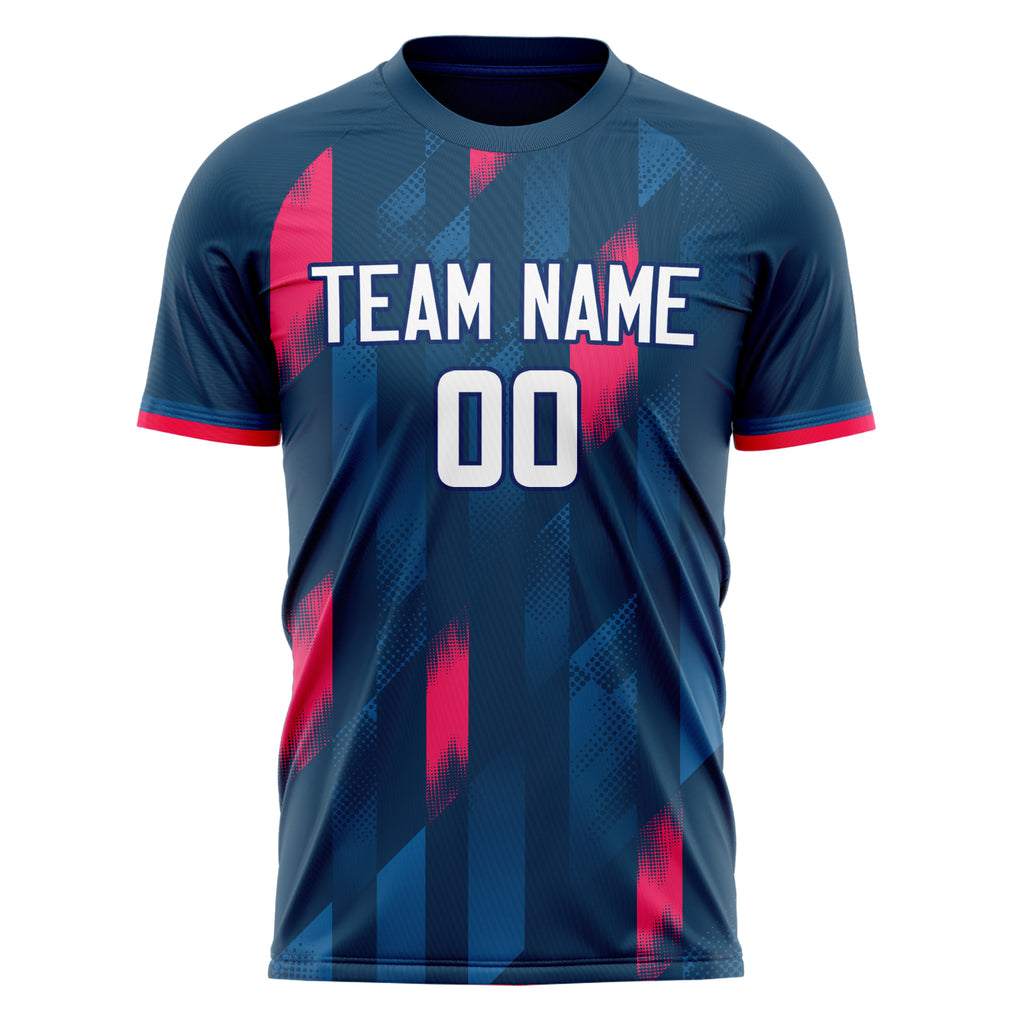 Personalized Navy & Red Pattern Soccer Jersey