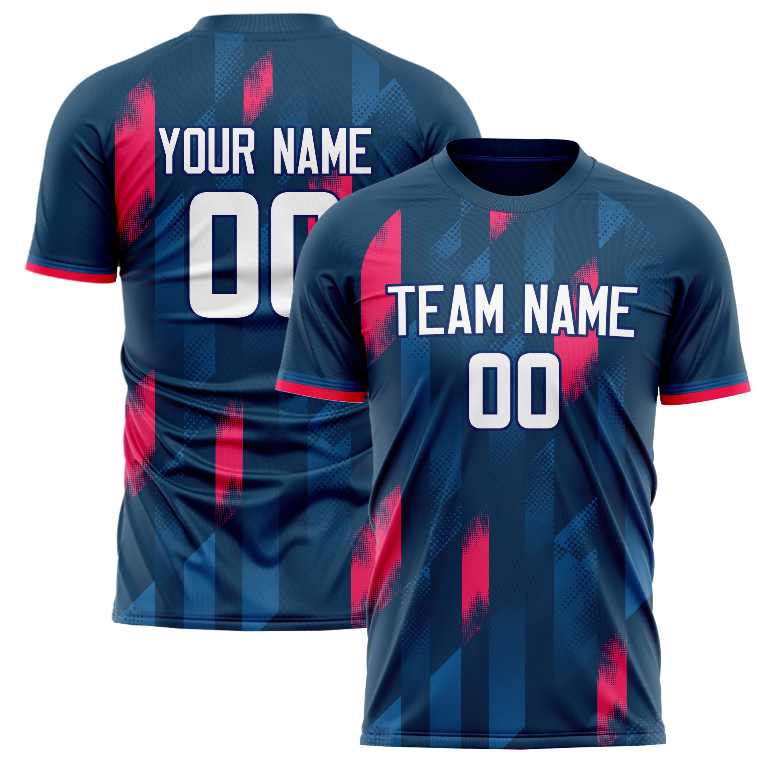 Personalized Navy & Red Pattern Soccer Jersey