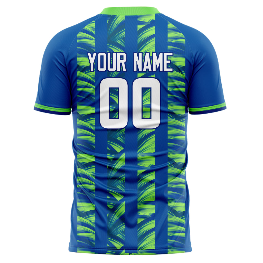 Personalized Blue & Neon Green Pattern Soccer Jersey